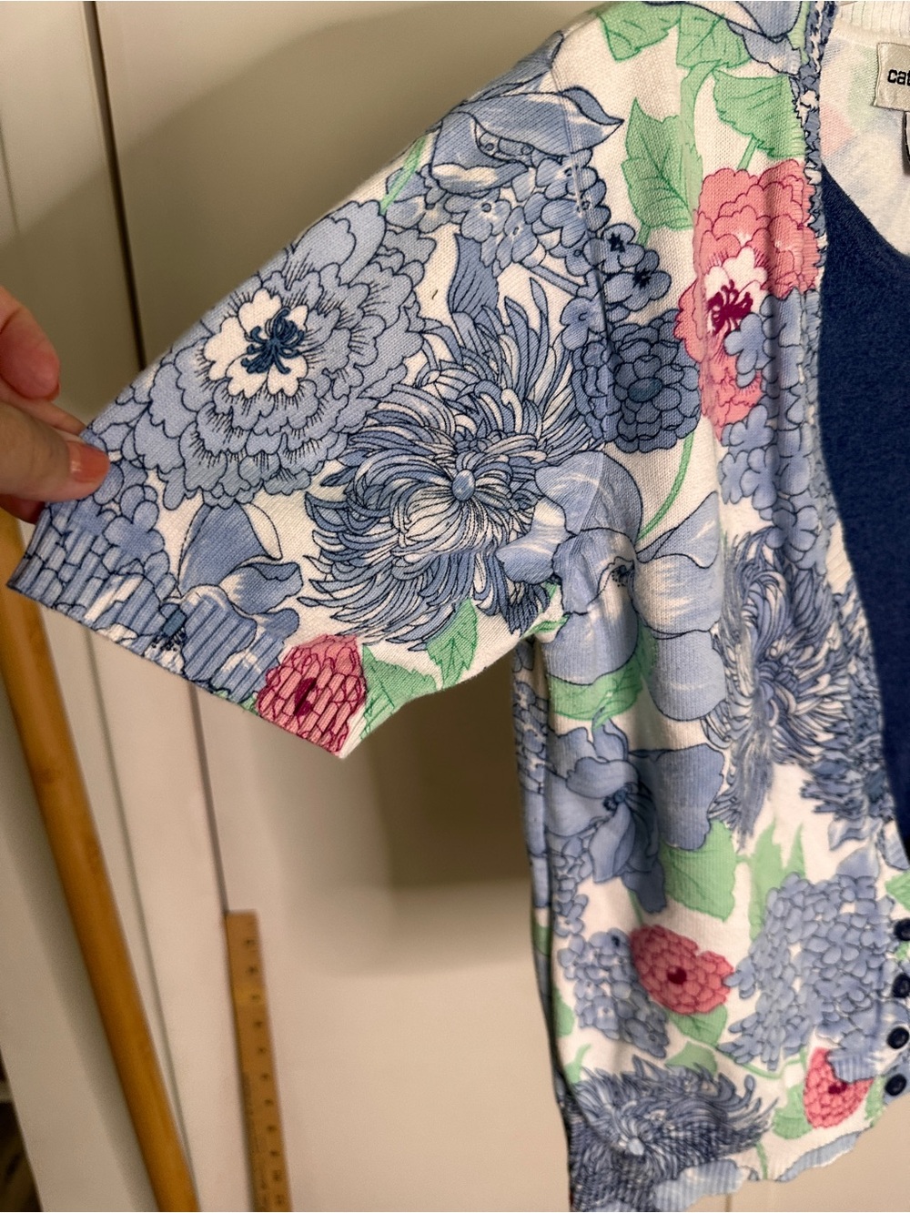 Cathy Daniels Blue, Pink & Green Floral Short-Sleeve Cardigan Jacket
